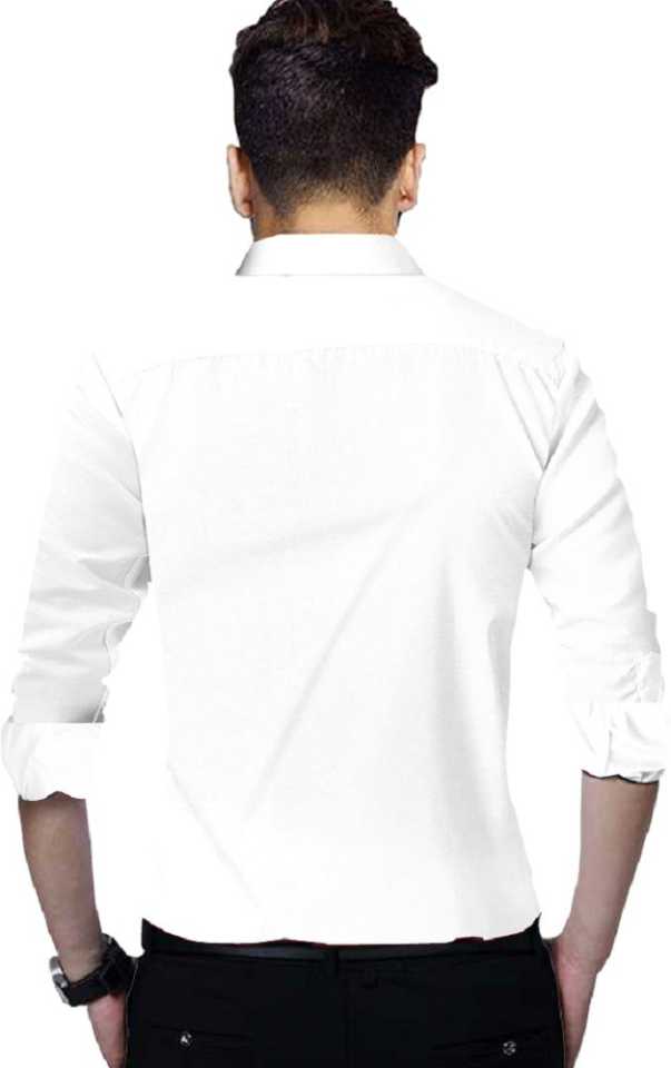 Men Slim Fit Solid Spread Collar Casual Shirt