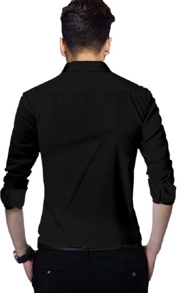 Men Slim Fit Solid Spread Collar Casual Shirt