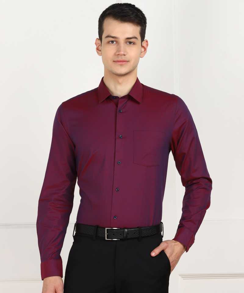 Men Slim Fit Self Design Colar Casual Shirt